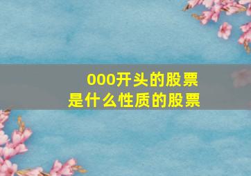 000开头的股票是什么性质的股票