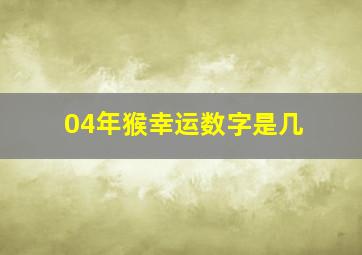 04年猴幸运数字是几