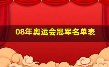 08年奥运会冠军名单表