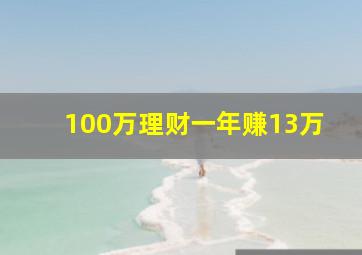 100万理财一年赚13万