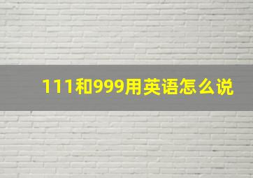 111和999用英语怎么说