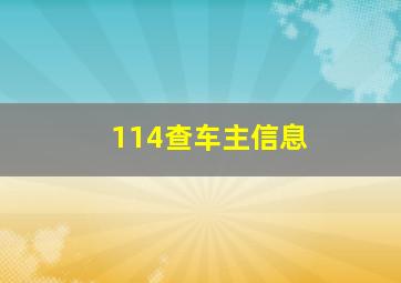 114查车主信息