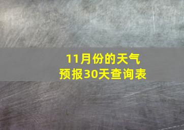 11月份的天气预报30天查询表