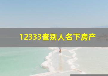 12333查别人名下房产