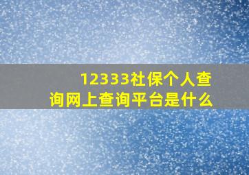 12333社保个人查询网上查询平台是什么