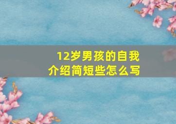 12岁男孩的自我介绍简短些怎么写