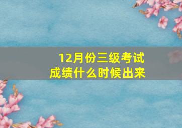 12月份三级考试成绩什么时候出来