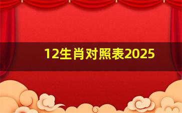 12生肖对照表2025