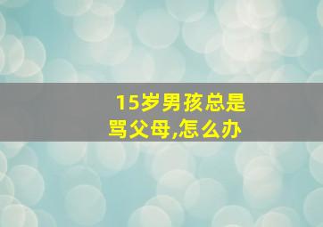 15岁男孩总是骂父母,怎么办