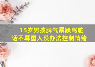 15岁男孩脾气暴躁骂脏话不尊重人没办法控制情绪