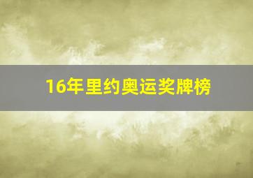 16年里约奥运奖牌榜