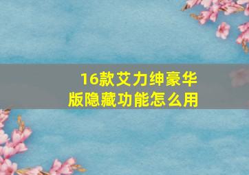 16款艾力绅豪华版隐藏功能怎么用