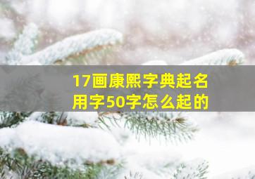 17画康熙字典起名用字50字怎么起的