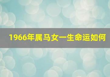 1966年属马女一生命运如何