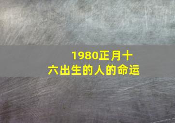 1980正月十六出生的人的命运