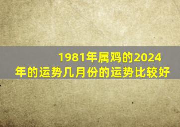 1981年属鸡的2024年的运势几月份的运势比较好