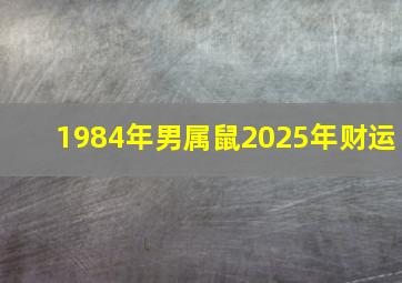 1984年男属鼠2025年财运