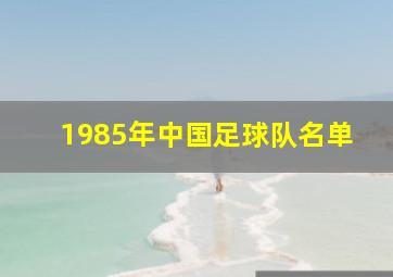 1985年中国足球队名单