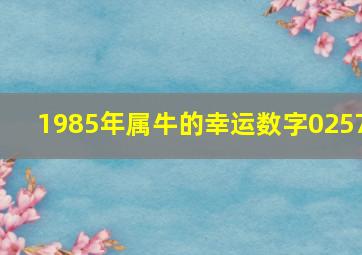 1985年属牛的幸运数字0257