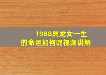 1988属龙女一生的命运如何呢视频讲解