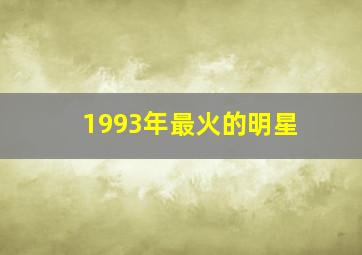 1993年最火的明星