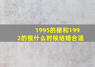 1995的猪和1992的猴什么时候结婚合适