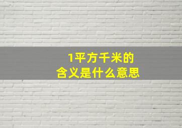 1平方千米的含义是什么意思