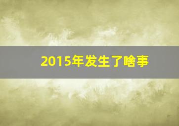 2015年发生了啥事