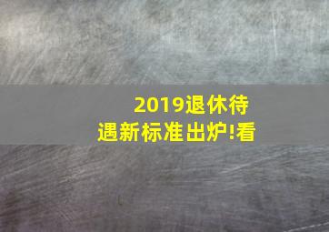 2019退休待遇新标准出炉!看