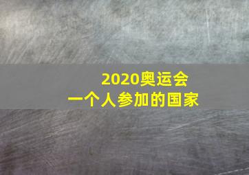 2020奥运会一个人参加的国家