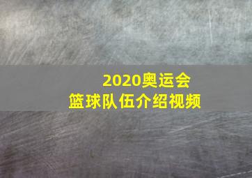 2020奥运会篮球队伍介绍视频