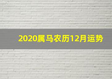 2020属马农历12月运势