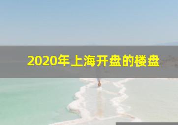 2020年上海开盘的楼盘