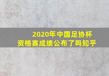 2020年中国足协杯资格赛成绩公布了吗知乎