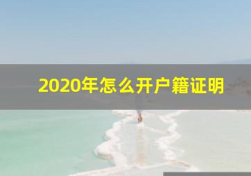 2020年怎么开户籍证明