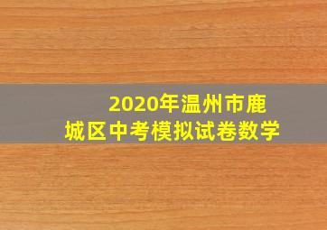 2020年温州市鹿城区中考模拟试卷数学