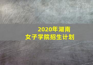 2020年湖南女子学院招生计划