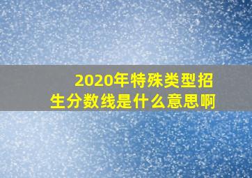 2020年特殊类型招生分数线是什么意思啊