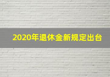 2020年退休金新规定出台