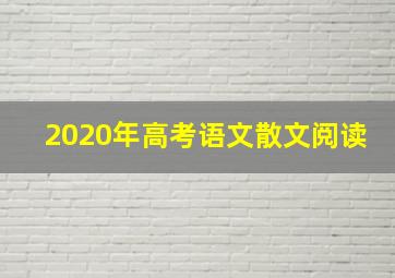 2020年高考语文散文阅读