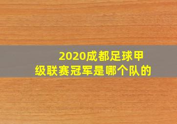 2020成都足球甲级联赛冠军是哪个队的