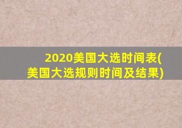 2020美国大选时间表(美国大选规则时间及结果)