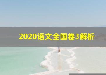 2020语文全国卷3解析