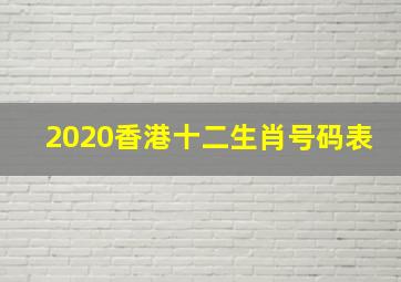 2020香港十二生肖号码表