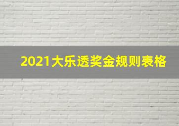 2021大乐透奖金规则表格