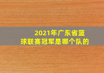 2021年广东省篮球联赛冠军是哪个队的