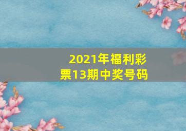 2021年福利彩票13期中奖号码