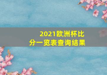 2021欧洲杯比分一览表查询结果