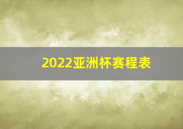 2022亚洲杯赛程表