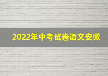 2022年中考试卷语文安徽